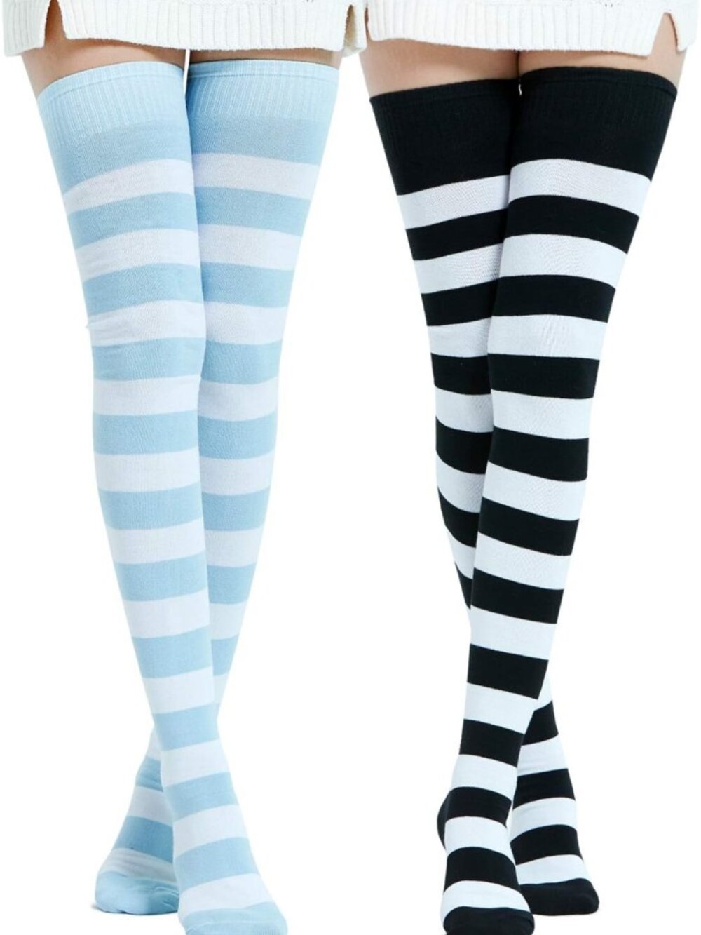 Extra Long Cotton Stripe Thigh High Socks | Over the Knee Fashion Socks